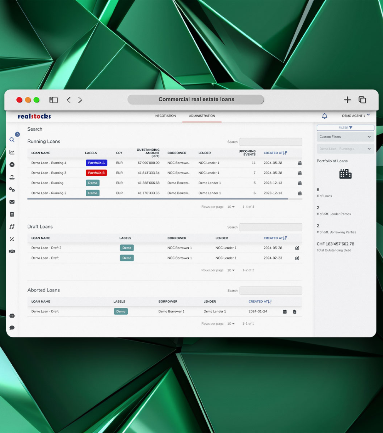 Commercial real estate loans platform