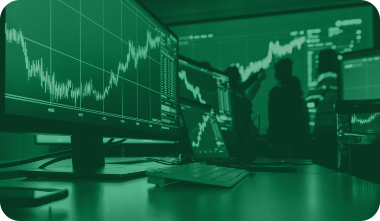 Trading floor with multiple screens